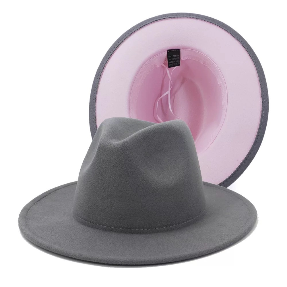 Vegan Leather Wide Firm Brim Black Vegan Wool Hat